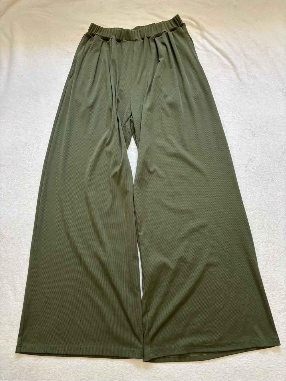 Olive Green Wide-Leg Women's Pants